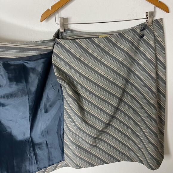 Caslon Women's Wrap Pencil Skirt 12P Gray & Blue Diagonal Striped Lined Career - Picture 4 of 10